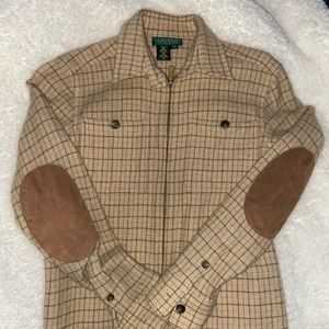 Tan patterned zip up blazer